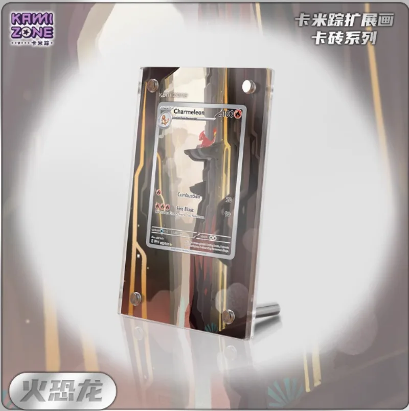 Original Pokemon Display Stand Fire Dinosaur Fire Breathing Dragon Acrylic Card Brick Photo Frame Ptcg Gift Toy Not Include Card
