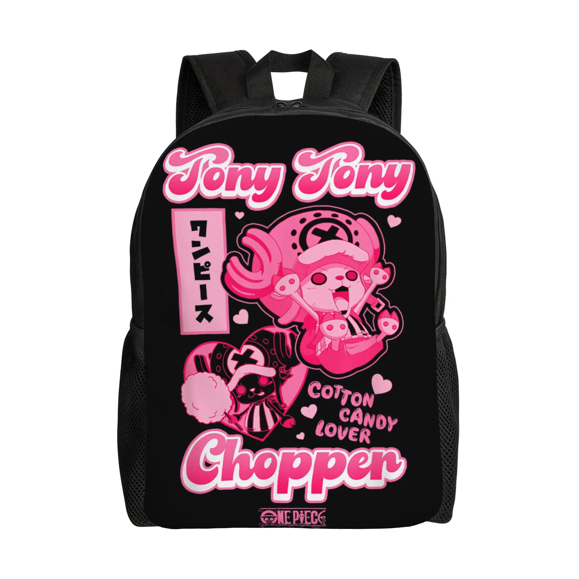 

fashion backpacks One Piece Anime Tony Chopper Bright Pink Hearts Daypack ita bag mochila Design Camping Large Capacity Rucksack