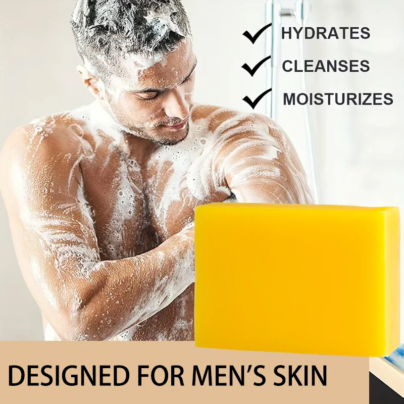 Men's Soap bar - Kojic Acid & Turmeric Soap Vitamin C Infused Moisturizing for Face & Body Evens Skin Tone Cleanses Rough Skin