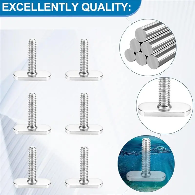 6Pcs Stainless Steel Kayak Slide Rail Track M6 Screws Fastener Hardware For Kayak Canoe Boat Accessories