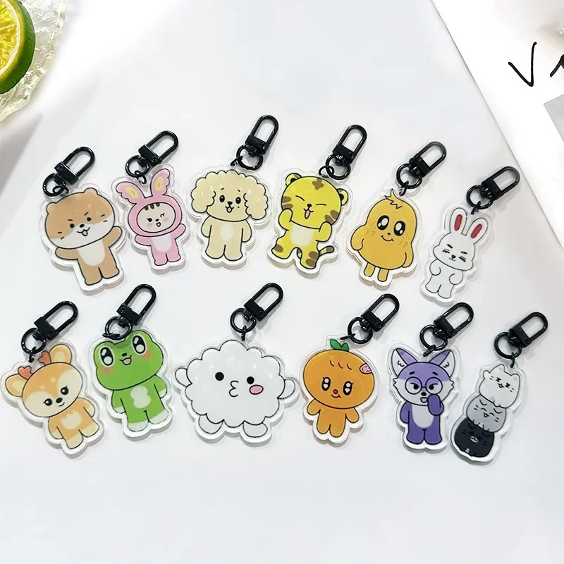 Popular Boy Small 7 Group Animal Series Figure JEONGHAN COUPS Acrylic Keychain Kawaii Cat Rabbit Pendant Keyring Fans Gifts Toys