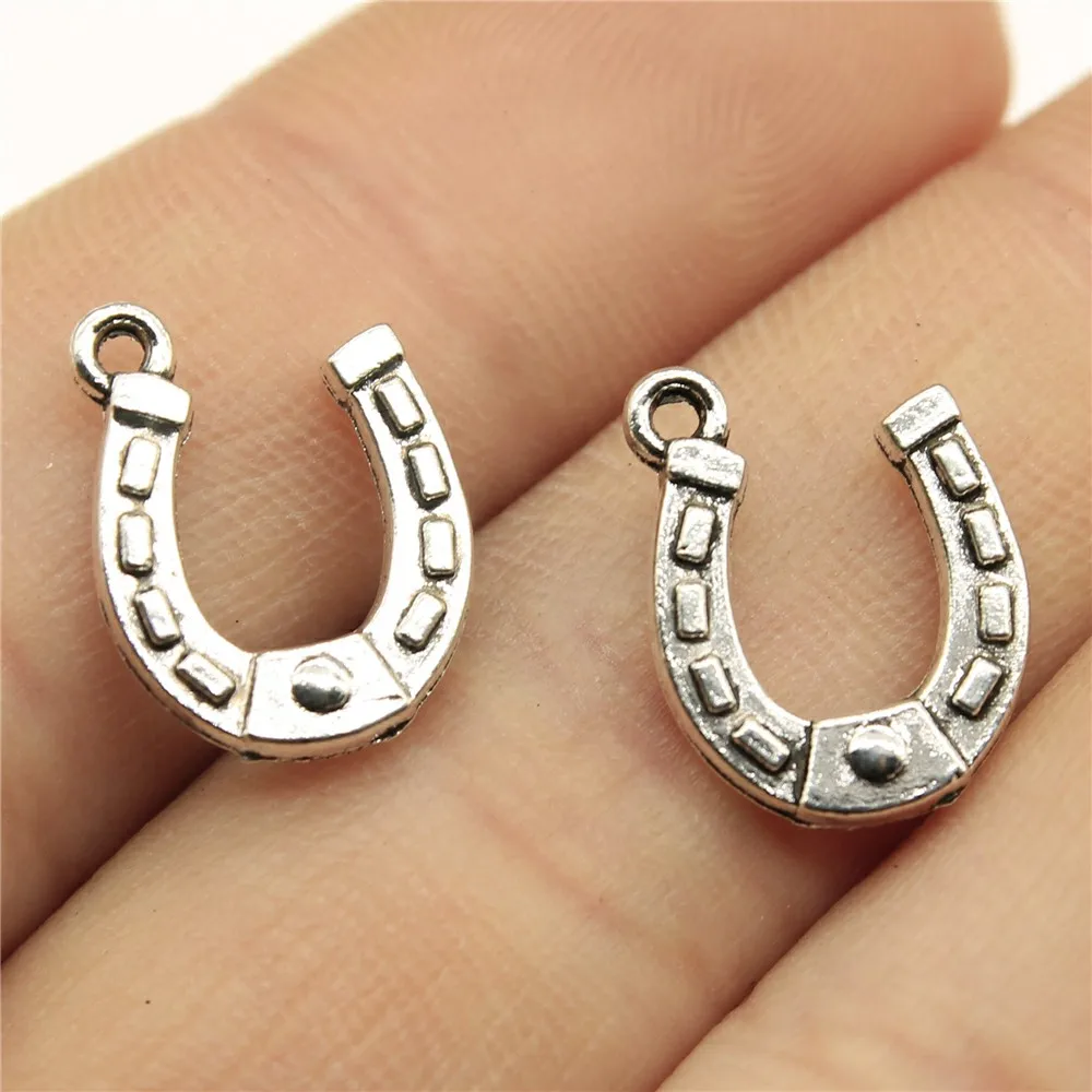 WYSIWYG 20pcs 15x12mm Horse Shoe Pendants Horseshoe Charm Pendants 2 Colors Horseshoe Pendants