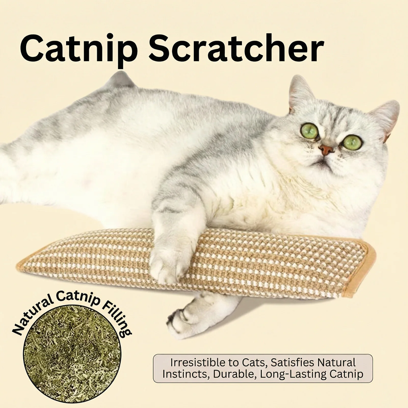 Katzen-Kissen-Kauspielzeug, langlebiges Hanf-Kratzpad, Zahnreinigung, interaktives Katzenspielzeug zur Linderung von Langeweile, Kissen-Spielzeug