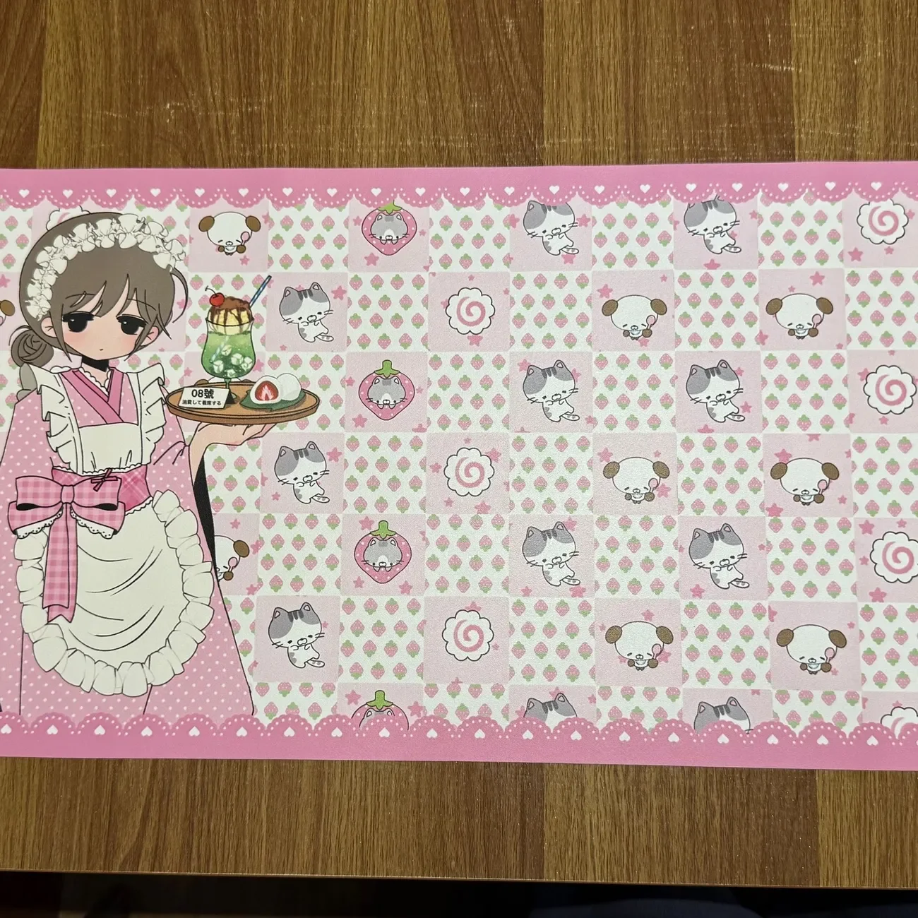 Leather Desk Pad Protector Four-leaf Clover Anime Maid Kawaii Mouse Pad Office Desk Mat Waterproof Non-Slip PU Desk Blotter Pad