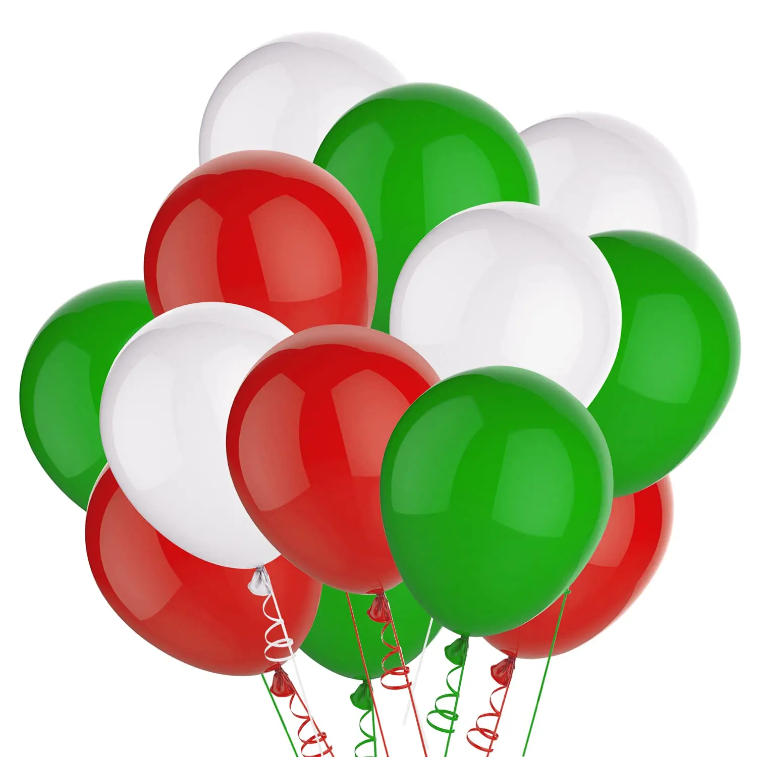 

100 Pcs Red Green and White Balloons 12 Inch for Christmas Decorations or New Year, Weddings, Baby Shower, Birthday Parties