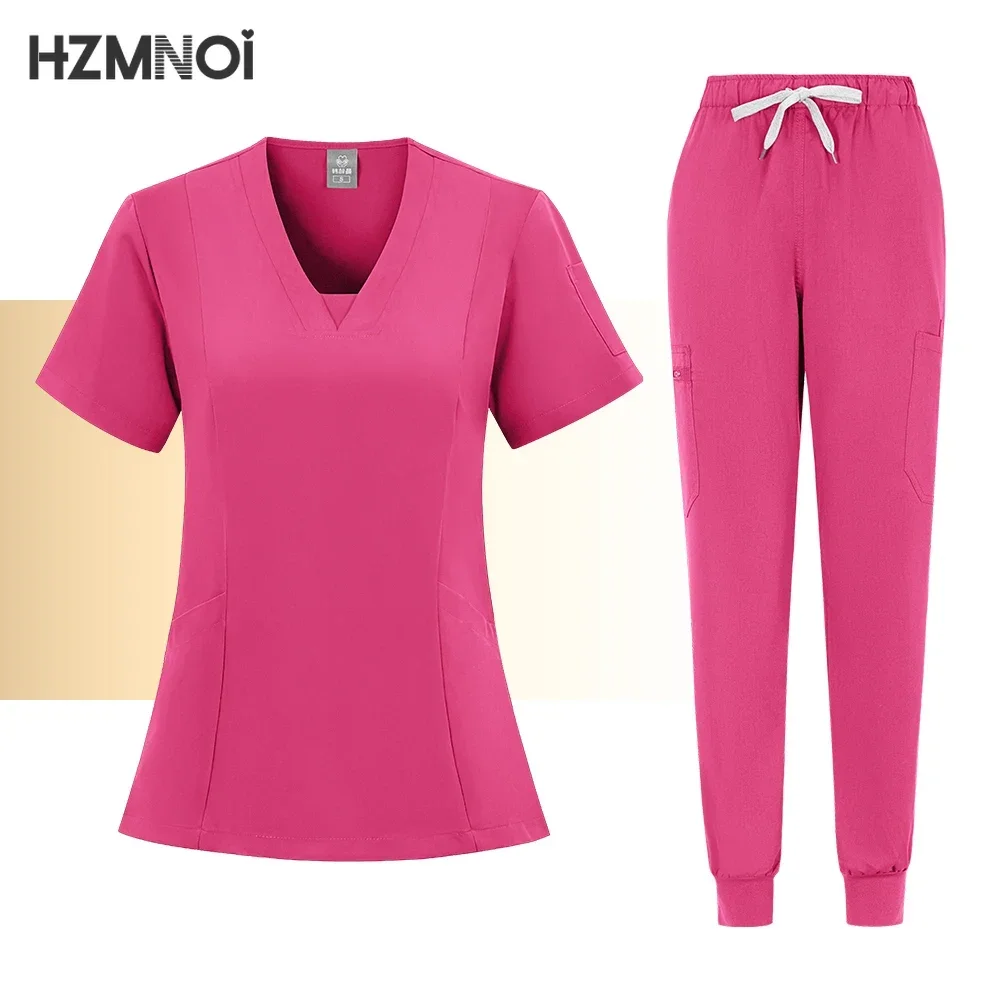 Hoge Kwaliteit Uniforme Medisch Verpleegkundige Uniform Scrub Set Dames En Heren Moderne V-Hals Top En Broek Ziekenhuis Werkkleding Arts Pakken