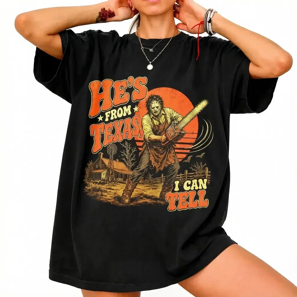 2026 New Texas I Can Tell Shirt Chainsaw Horror Shirt Halloween Summer Tee Texas Horror Graphic T-Shirt Spooky Season S-5xl
