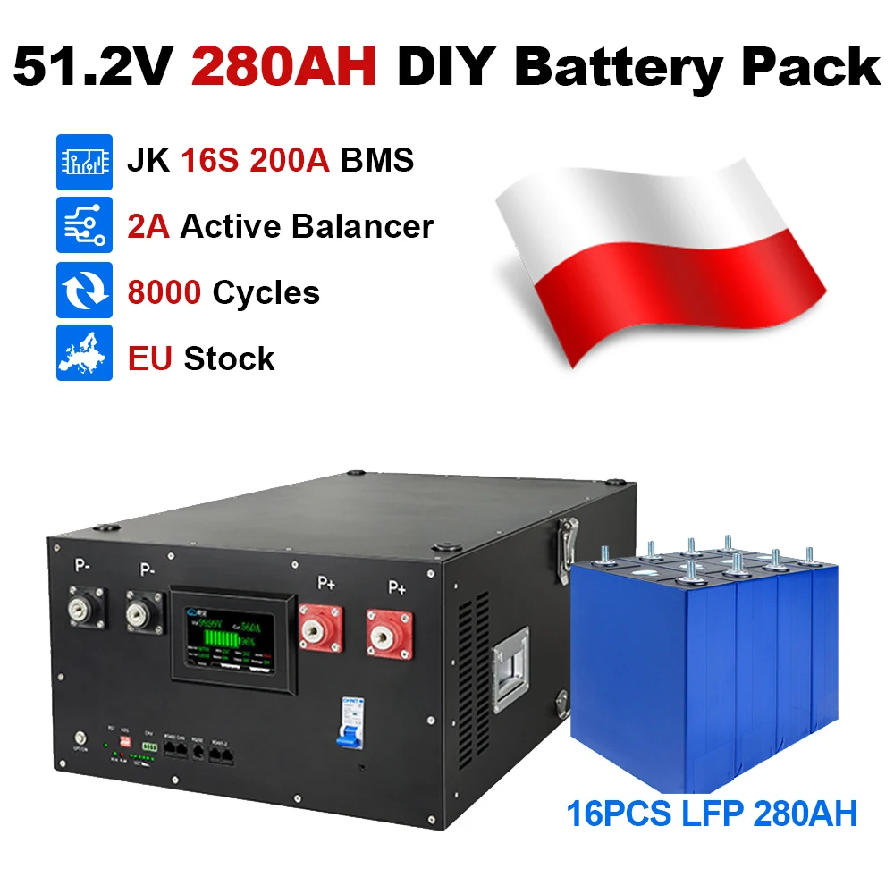 Pre-order 48V 320Ah LiFePO4-batterijsysteem JK BMS, CATL 314Ah-cellen 16KWH 320AH Hoogefficiënte balancer voor opslag van zonne-energie