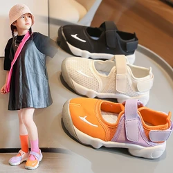 Children's Baby Sports Sandals Pink Mesh Breathable Hollow Head Boys Girls Casual Shoes Lightweight Non-slip Kids Baby Sandals