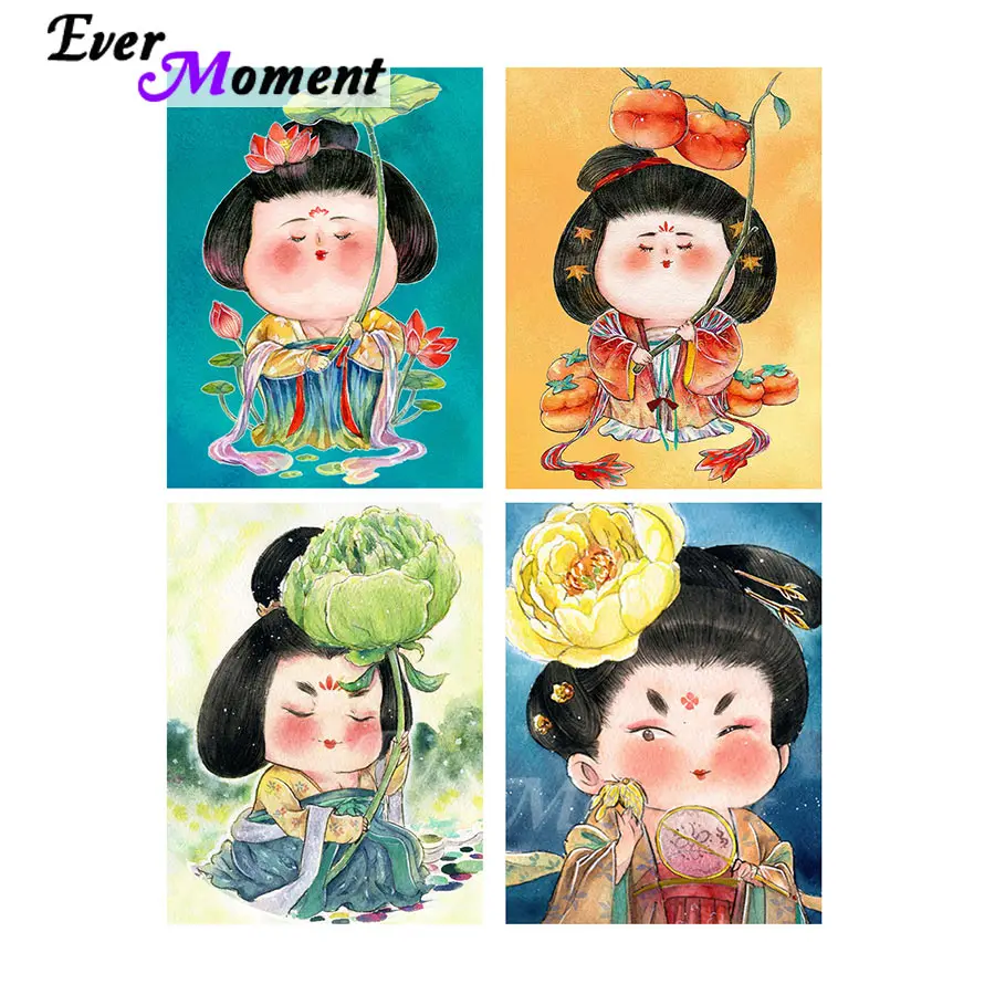 

Ever Moment Diamond Painting Embroidery Kits Cartoon Ancient Beauty Portrait Full Square Round Drills Decor Handmade ASF2317