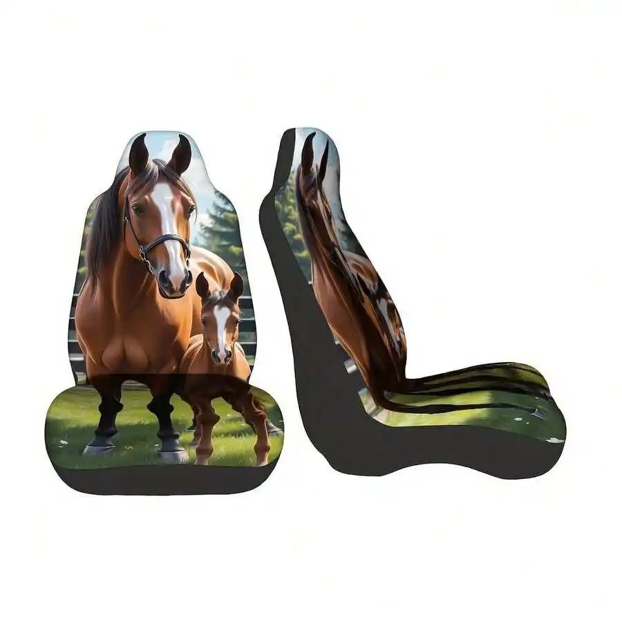

Horse Mare And Foal Print Car Seat Cover For Front Seats, Washable Foldable Universal Fit