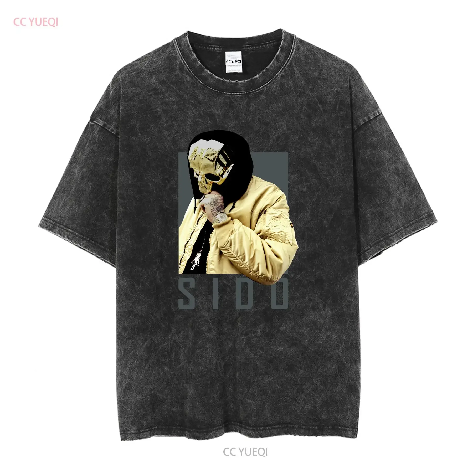 Sido Y2K Vintage Rap Continental Tag rare T Shirt vintage Washed Versatile streetwear Breathable Casual designer clothes