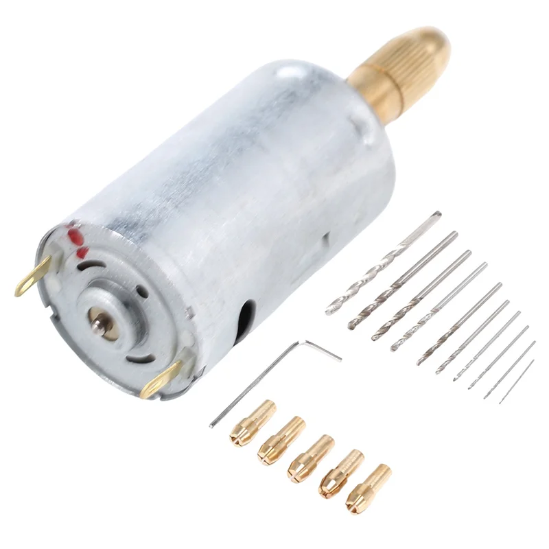 

AB11-5X Mini Electric Hand Drill Bit Set DC 12V Motor 0.5-3Mm HSS Twist Drill Bit With 25Pcs Chuck Collets