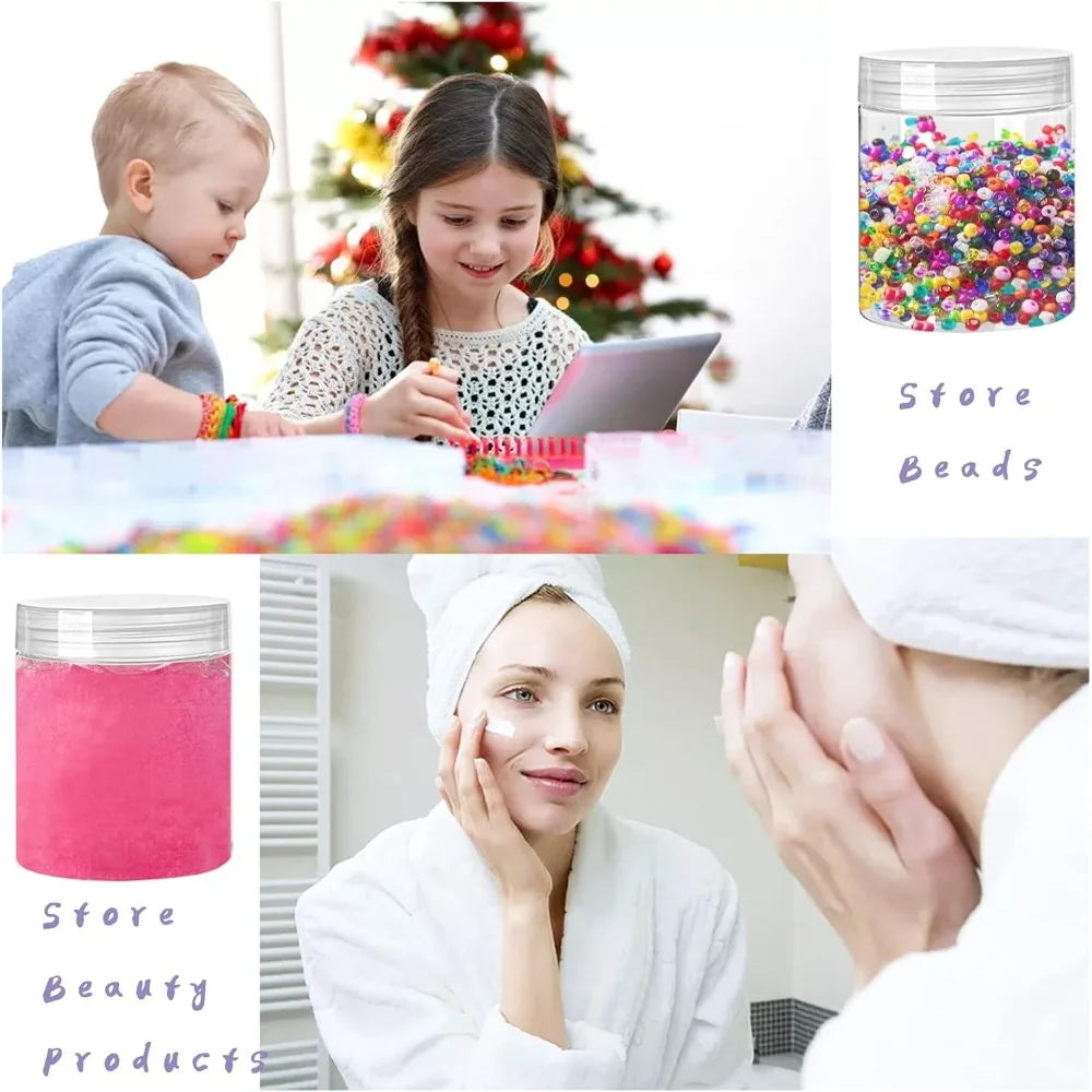 20 Pack 4oz Clear Plastic Jars with Lids 115ml Wide Mouth Empty Round Containers for Candy Beads Lotion Slime Making Food Storage Refillable Containers view 6
