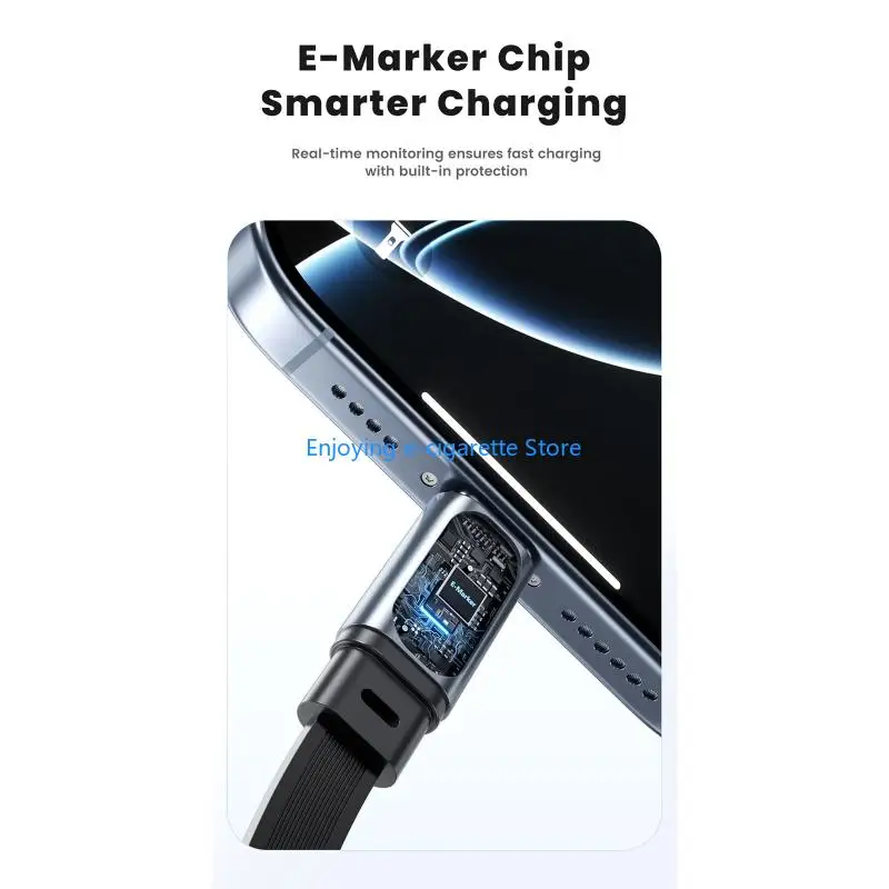 Portable USB C to USB C Cable, 480Mbps 100W Fast Cord with Pull Back Storage for Phones Tablets Laptops on the Go Y4QF