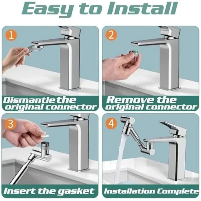1440 Kitchen Scalable Metal Faucet Aerator Bathroom Tap Splash-proof Bubbler Faucet Filter Nozzle Tap Saving Water Extender Tool view 4
