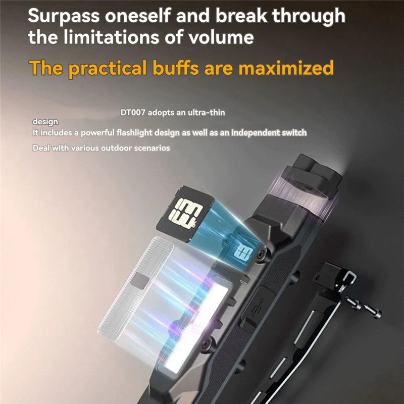 THIVN-LED Small Flashlight With Digital Display Rechargeable Flat Flashlights Dual-Switches Pocket Flashlight For Home,Camping