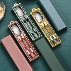 4pcs Set Dinnerware Portable Printed Stainless Steel Spoon Fork Steak Knife Set Travel Cutlery Tableware with Bag