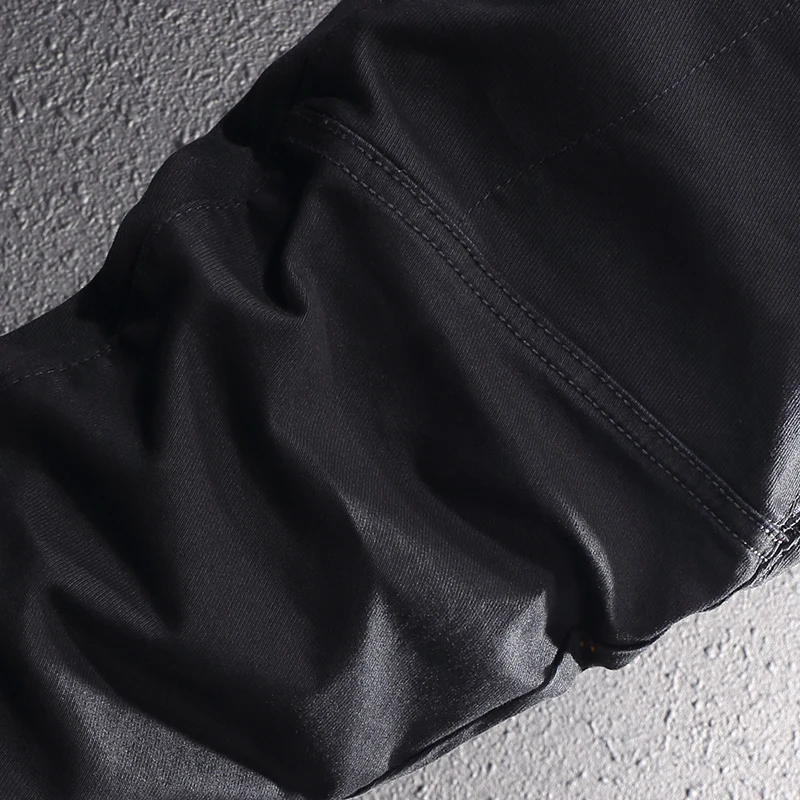 Fashion Streetwear Men Jeans Black Stretch Slim Fit Spliced Designer Jeans Men Punk Trousers Zipper Pocket Hip Hop Pants Hombre