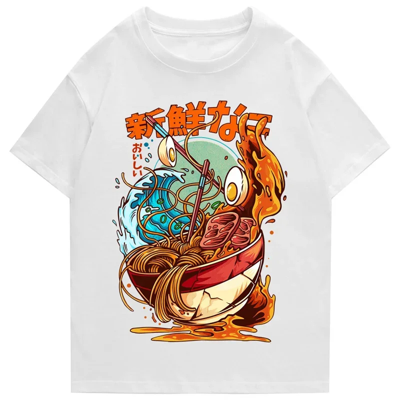 Japan Harajuku Dragon Noodle Men's Hip Hop T-Shirt Monster TShirt Streetwear Summer Top Tee Cotton T-Shirts Hip Hop Women