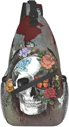 Sugar Skull Unisex Chest Bags Crossbody Sling Backpack Travel Hiking Daypack for Women Men Shoulder Bag for Casual Sport