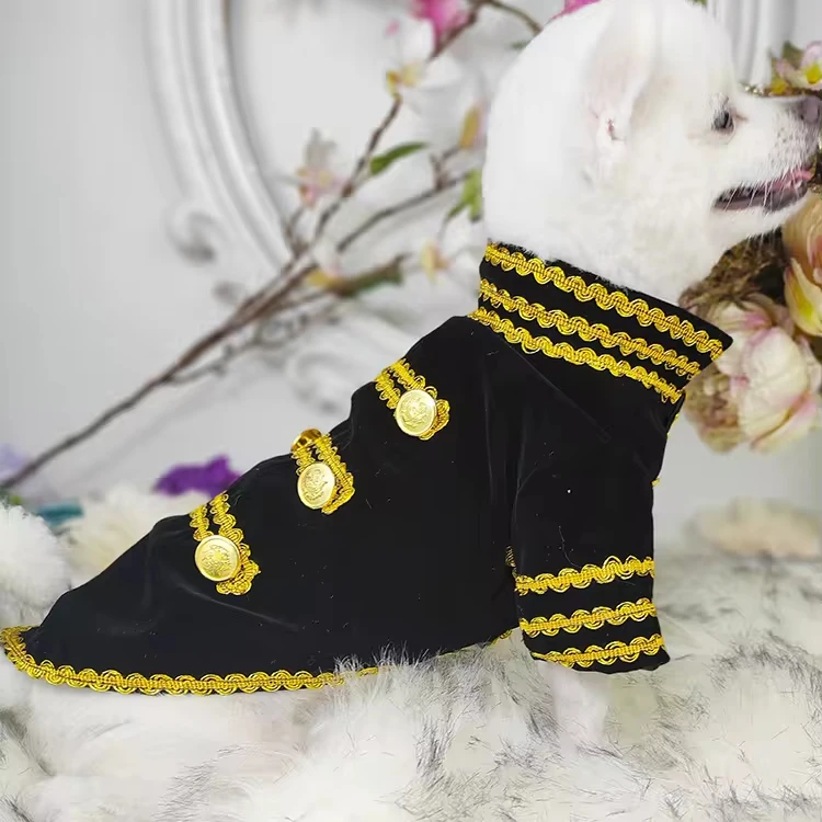 Handmade pet dog dress English style cat dress Teddy Bichon Pomeranian Spring and autumn male dog coat