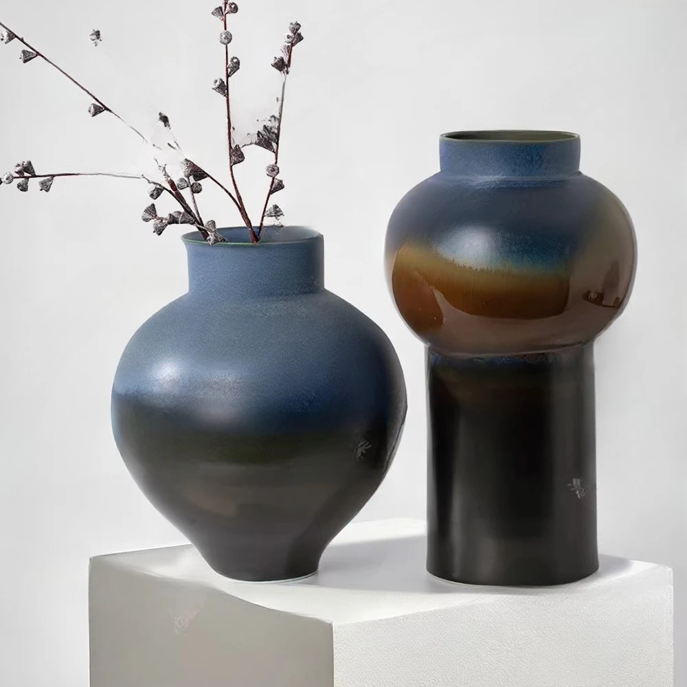 Handmade ceramic vase dried flower device, soft tea ceremony