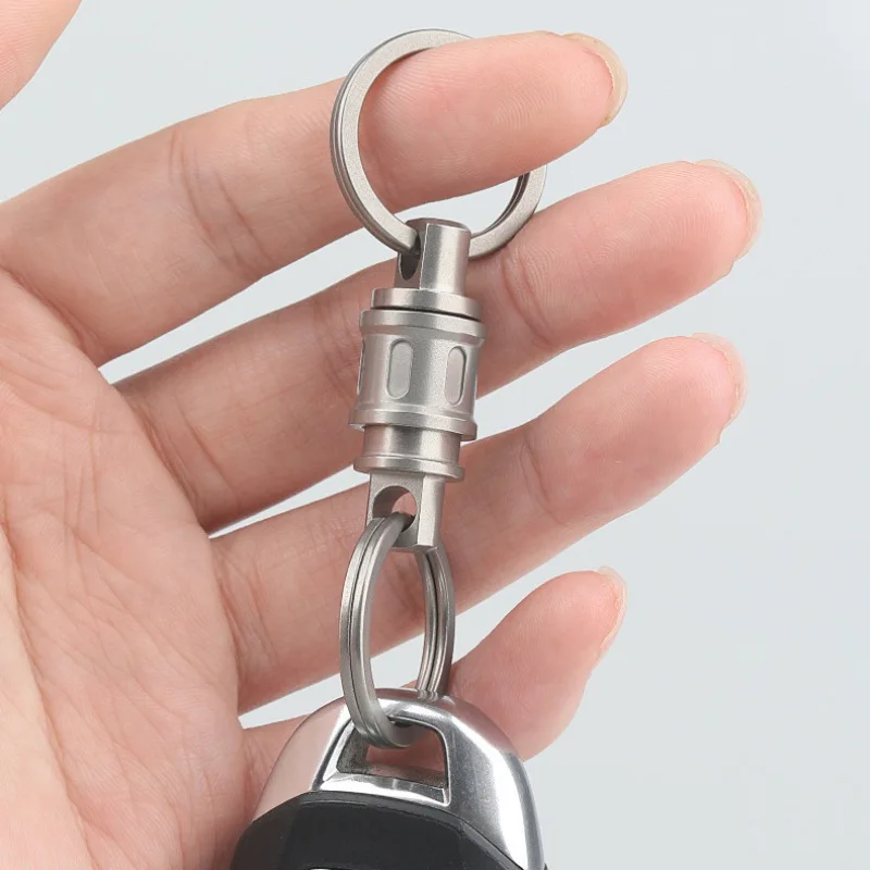 Titanium Alloy Quick Release Keychain Men Waist Hanging Car Buckle Connector 360° Rotation Camping EDC Multifunctional Tool Gift