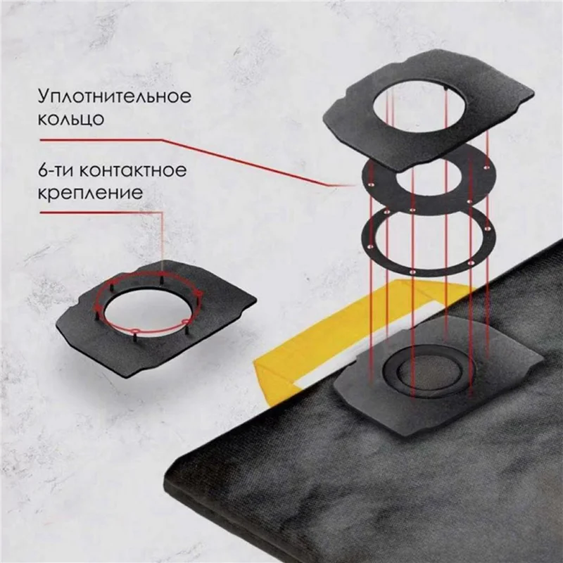 ABUD-3X Parti per aspirapolvere Sacchetto per la polvere in tessuto Sacchetto filtro lavabile per Karcher WD4 WD5 WD6 Parti per aspirapolvere Premium Nero