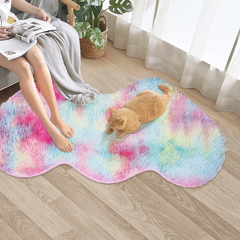 Furry Rug,Double Heart Shaped Fluffy Rug,SoftArea Mats Bedroom decoration for Home Sofa Floor Living Room