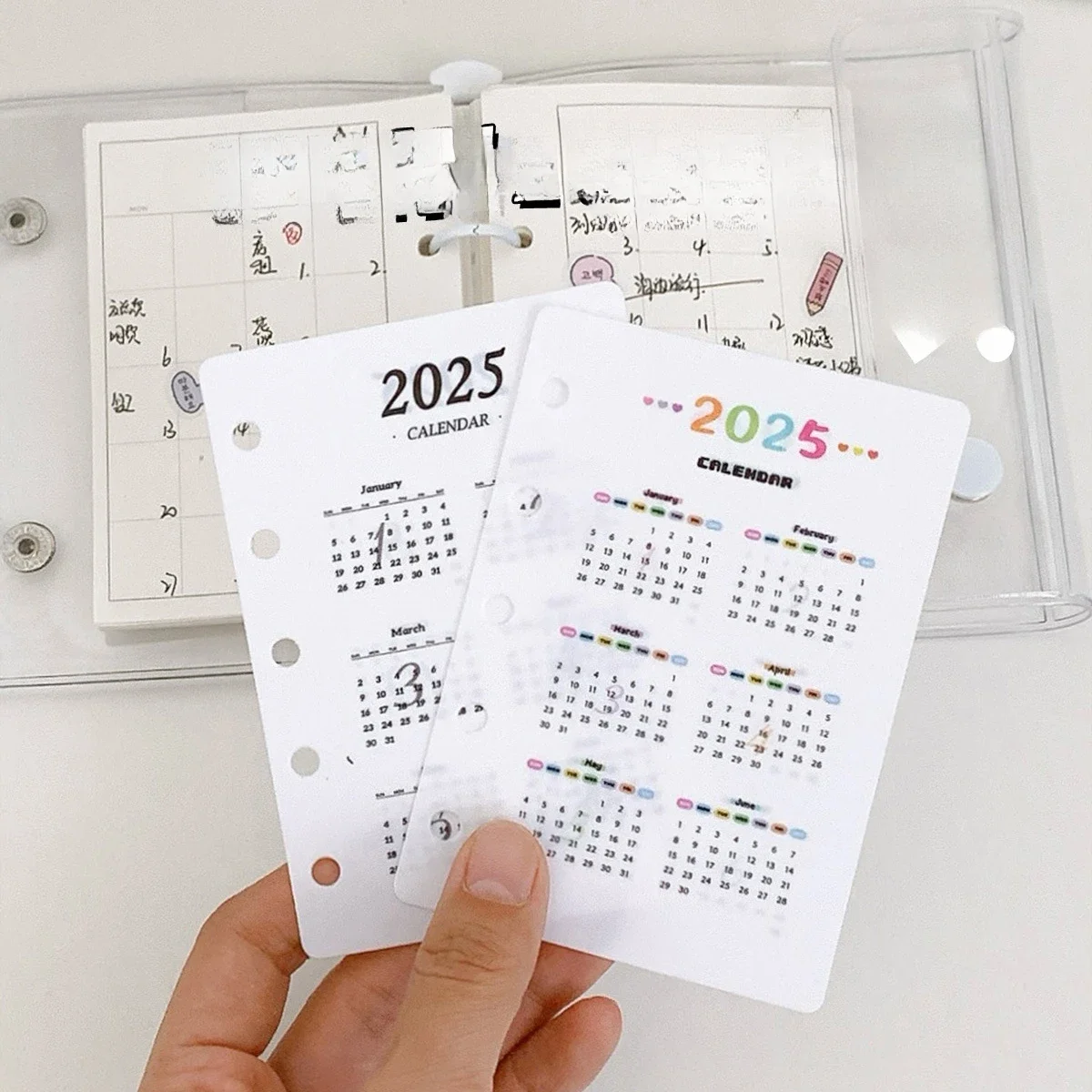 M5 5 Hole Color black White Loose Leaf Notebook Accessory 2025 Calendar Separator Mini PP Writing Pad Accessory