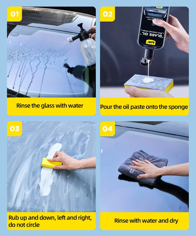 Car Glass Oil Removal Kit - Remove Water Stains, Oil Film, Suitable for Automotive and Household Glass
