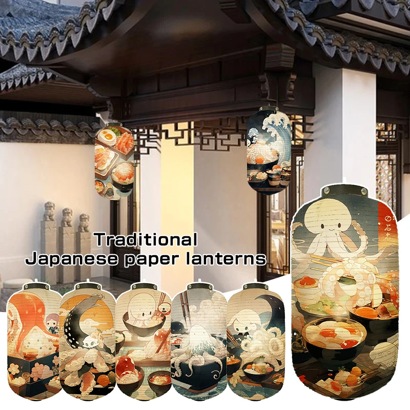 Japanese Takoyaki Lantern Ukiyo-e Cute Octopus Printed Restaurant Sushi Shop Advertising Sign Izakaya Pub Bar Decor Lantern