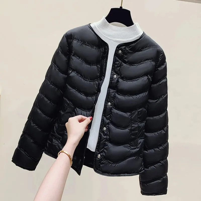 Herbst Winter Neue Licht Unten Baumwolle Gefütterte Jacke frauen Kurze Untere Warme Baumwolle Gefütterte Mantel Dünne Weibliche Oberbekleidung mode Top