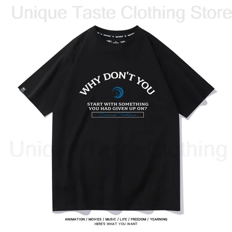 Anime Lycoris Recoil T Shirt T Shirt Inoue Takina Nishikigi Chisato Same Letter Print T-shirt Summer Cotton Short Sleeve Tee Top