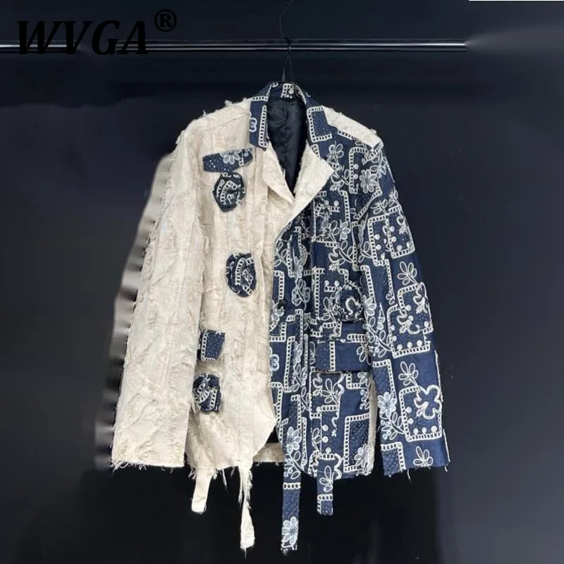 

WVGA Spring Autumn New Man Original Design Printed Color Block Trendy Long Sleeve Blazer Niche Chic Casual Suit Coats Ins W10598