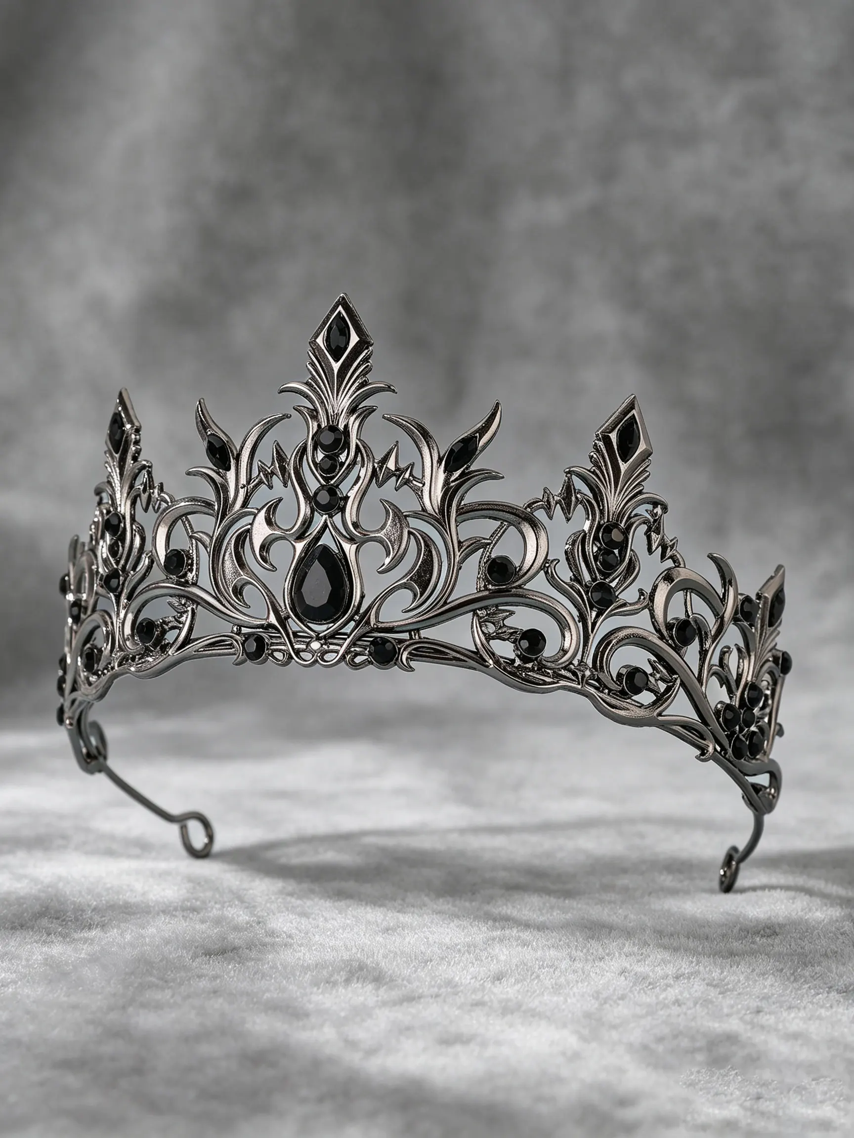Gothic Black Crystal Men's Crown, Silver-Toned Royal Tiara, King Crown for Halloween, Dark Wedding & CosplaySuitable for balls image 4