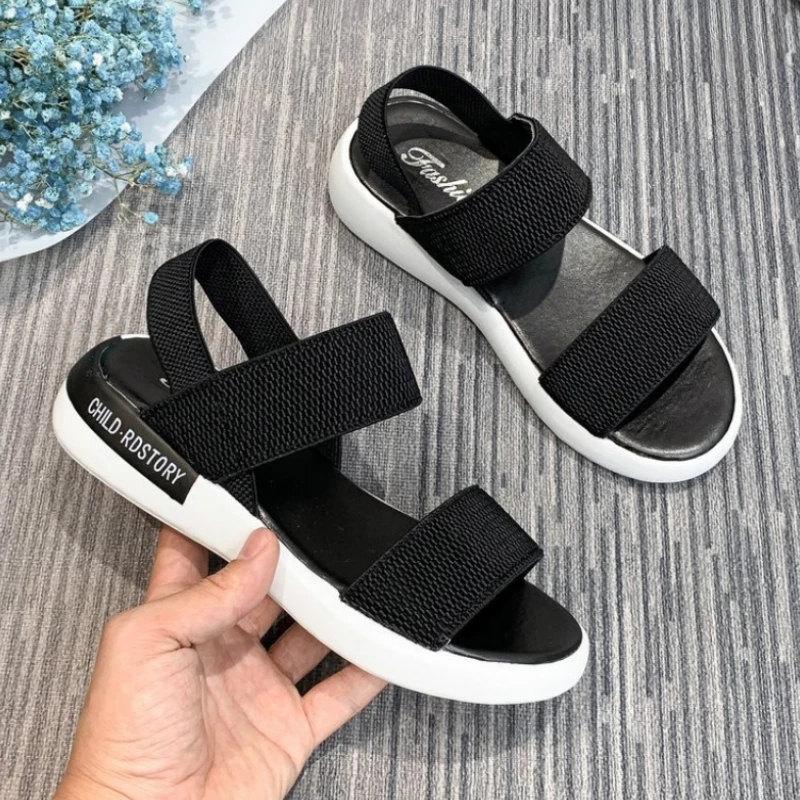 Women Sandals Summer Shoe Lady Casual Sports Elastic Bands Flat Sandal Designer Comfort Beach Shoes Footwear Sandalias De Mujer