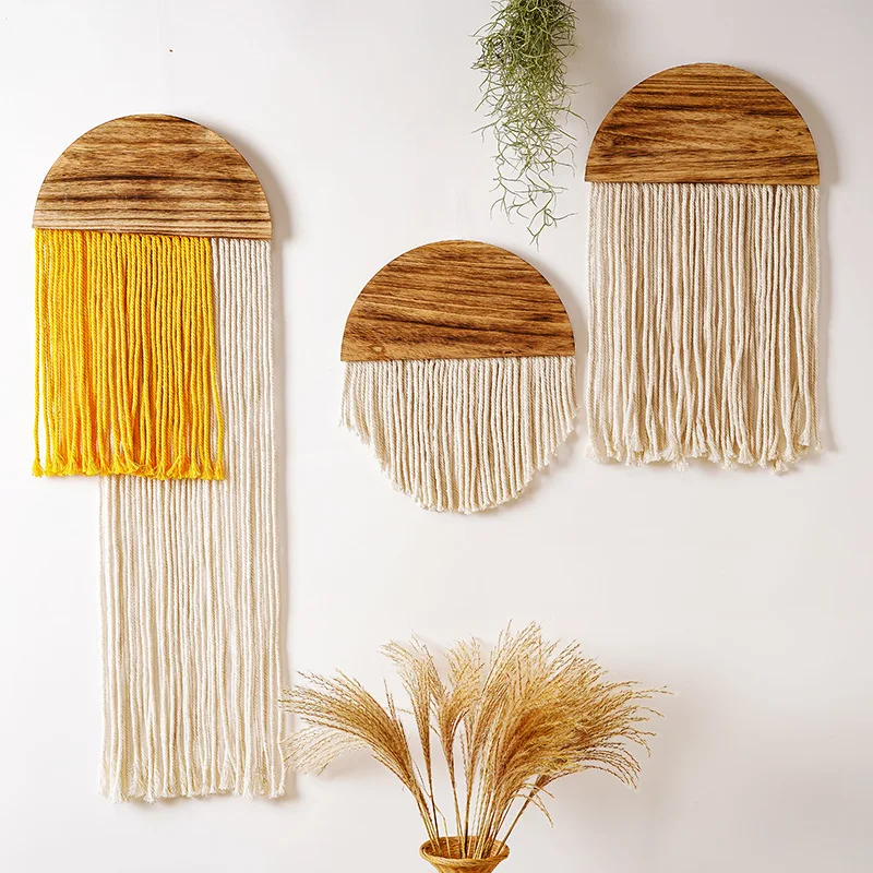 Colorful Half Round Macrame Wall Hangings Boho Home Decor Wood Decoration for Bedroom Living Room Nursery Christmas Gift