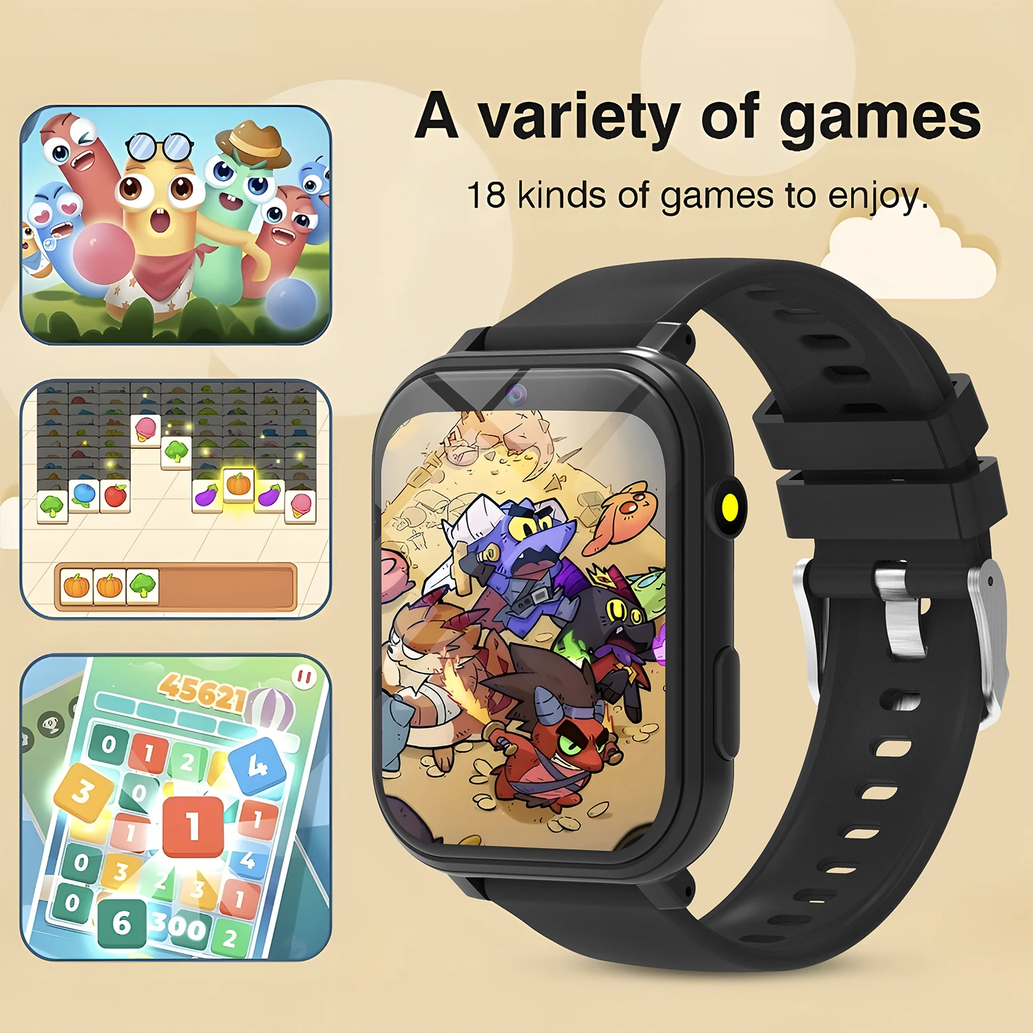 Kids Smart Watch Games Camera Flashlight Sleep Monitoring High-capacity Battery Step Counter Boy Girl Children Smartwatch Gifts view 3