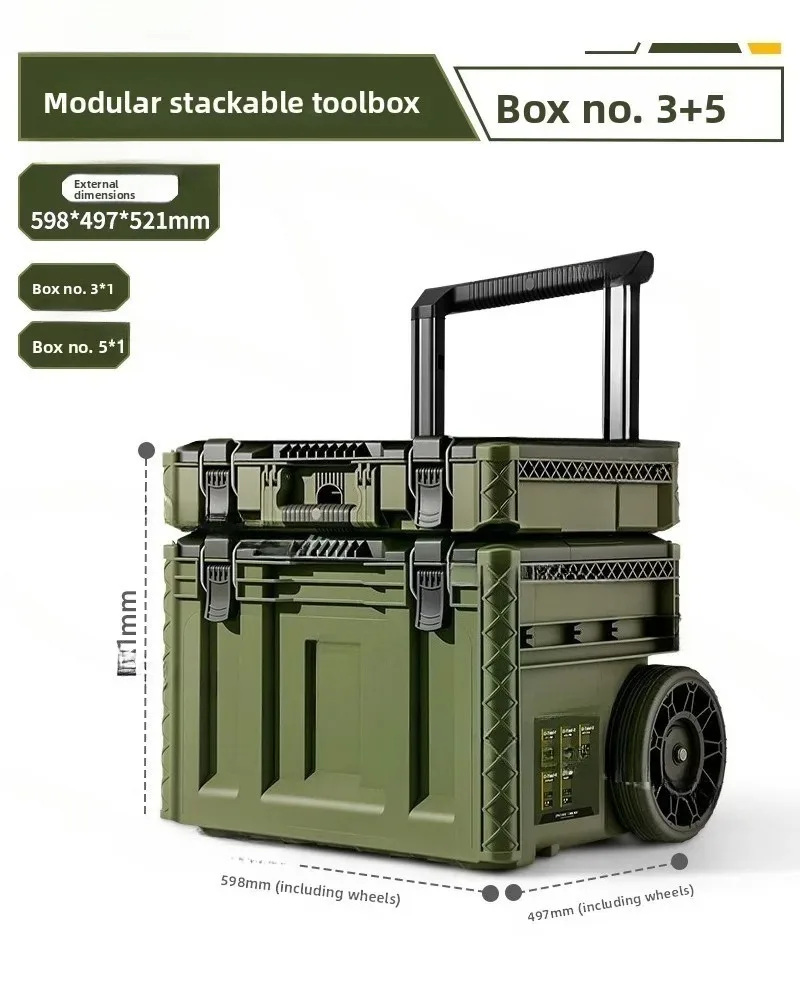 Toolbox Hardware Storage Box Combination Stacking Box Trolley Type Industrial Grade New Base Station Type Hand Pull Large Box
