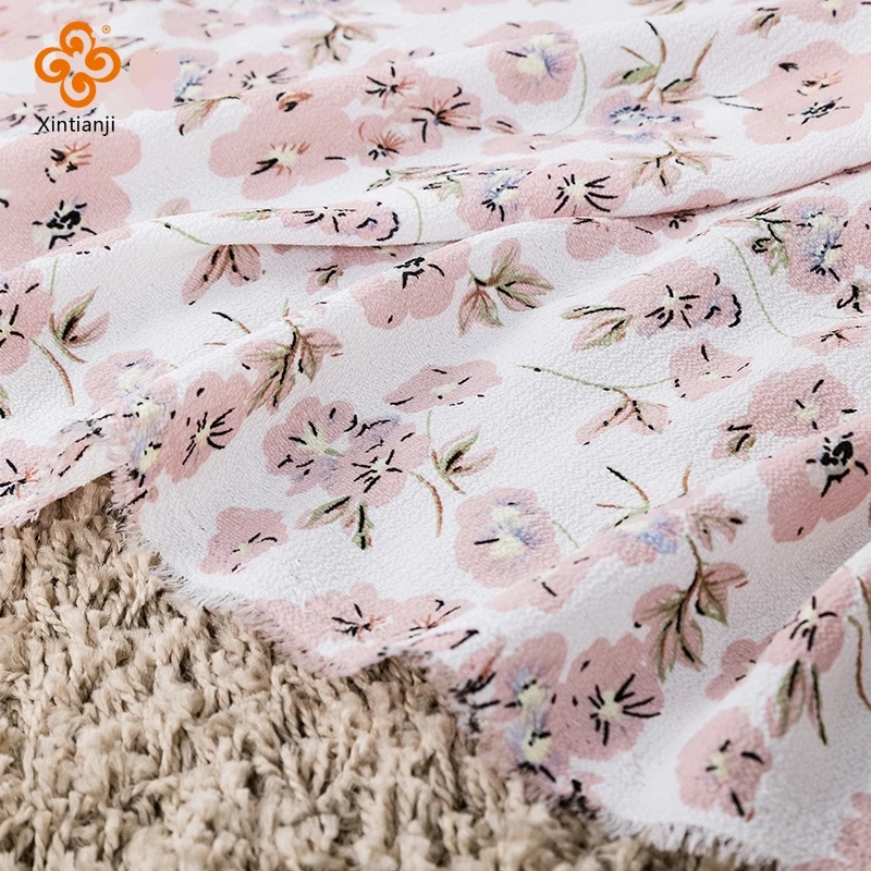 Printed Floral Paris Outer Chiffon Fabric For Sewing Woman Dress And Blouse Not See Through  50X150cm/Piece TJ8618