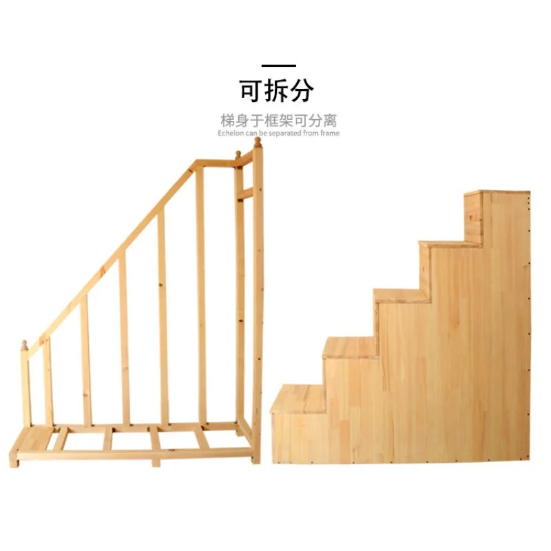 Attic solid wood stair cabinet Mother and child bed storage ladder cabinet Storage cabinet Upper and lower bunk drawer table
