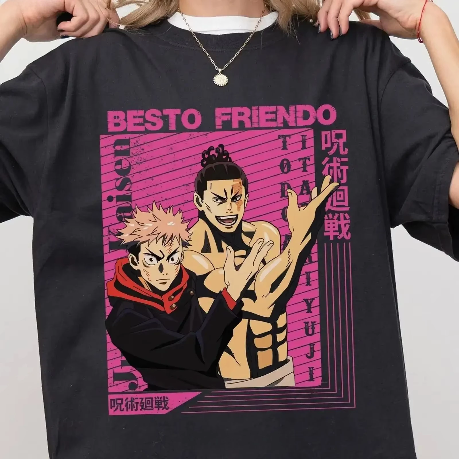 Jujutsu Kaisen Anime Besto Friendo Toji Fushiguro Gojo Yuji Itadori Aoi Todo Printed T-shirt Summer Men's and Women's T-shirt