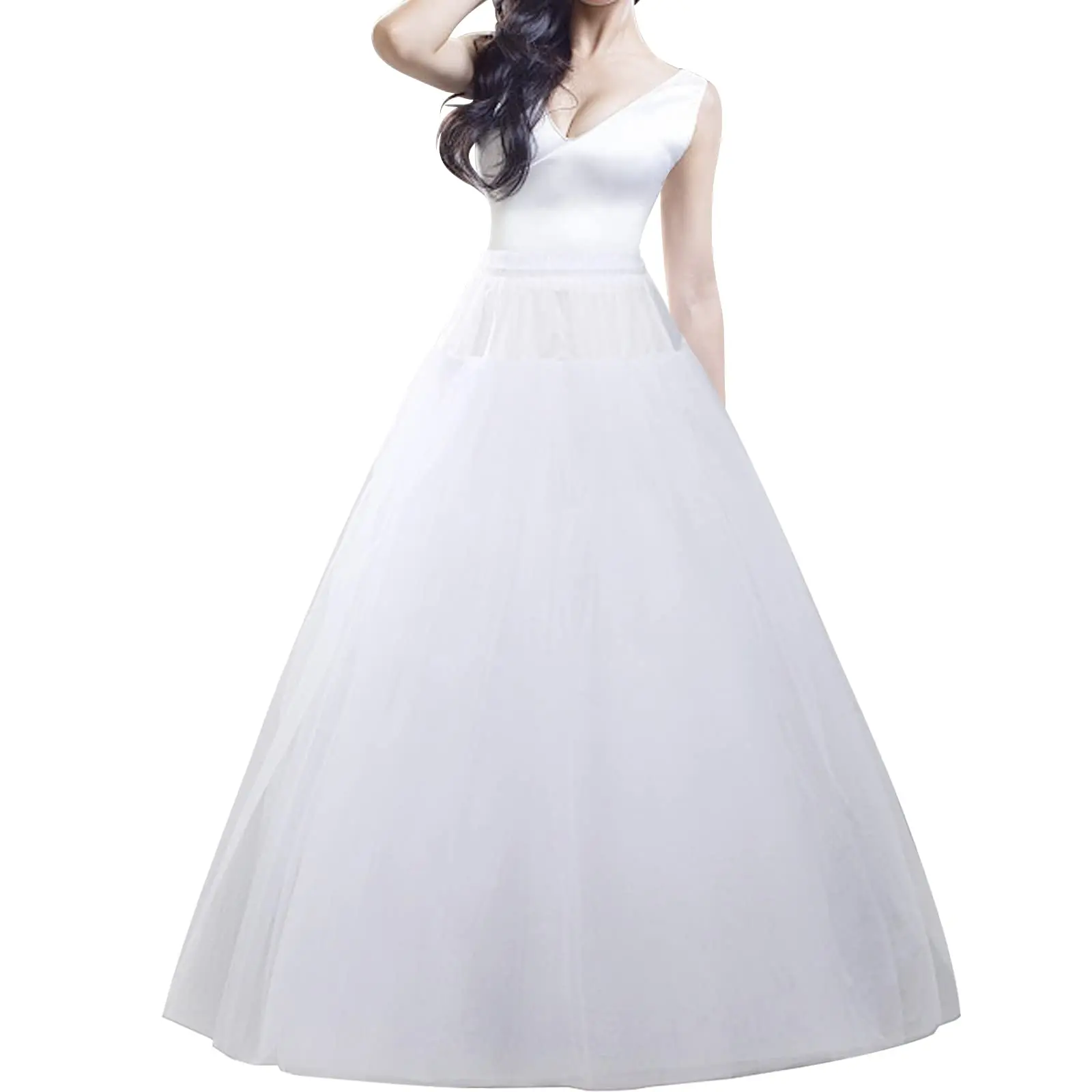 

Нижняя юбка без обруча, кринолиновая нижняя юбка, 6-слойная бальная юбка длиной до пола, нижняя юбка-комбинация для свадебного платья