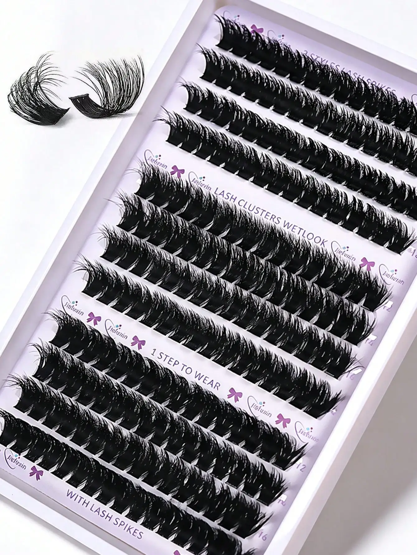 8D Dicke Flauschige DIY Wimpernbüschel 12 Reihen 80D Lange D-Curl Spike Wimpern Gemischte Länge Wiederverwendbare Segmentwimpern für Heim-Make-up – Detail 2
