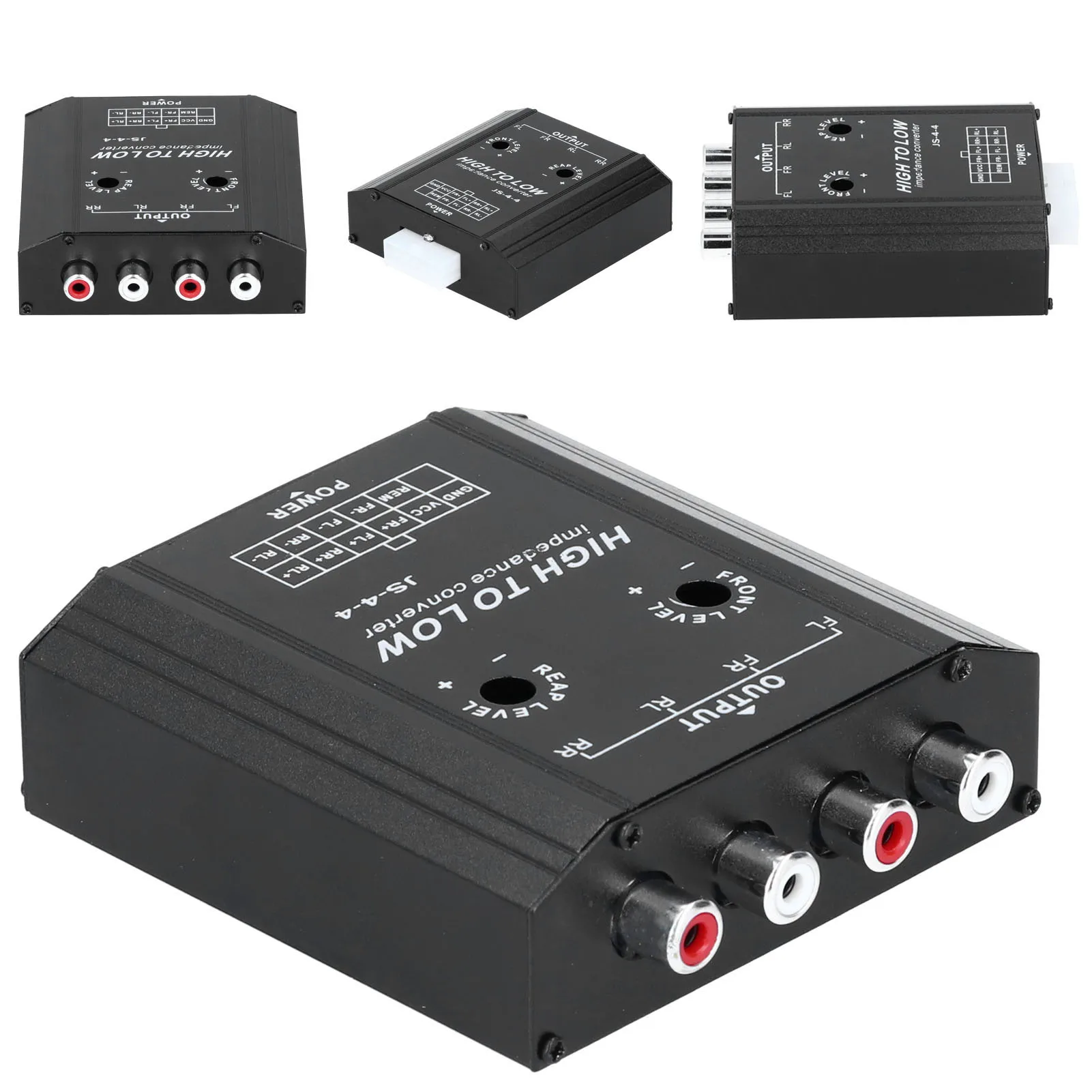 12V 4 Channel Audio Impedance Converter High to Low RCA Line Car Stereo Radio Speaker Frequency Filter Car Speaker to RCA Line