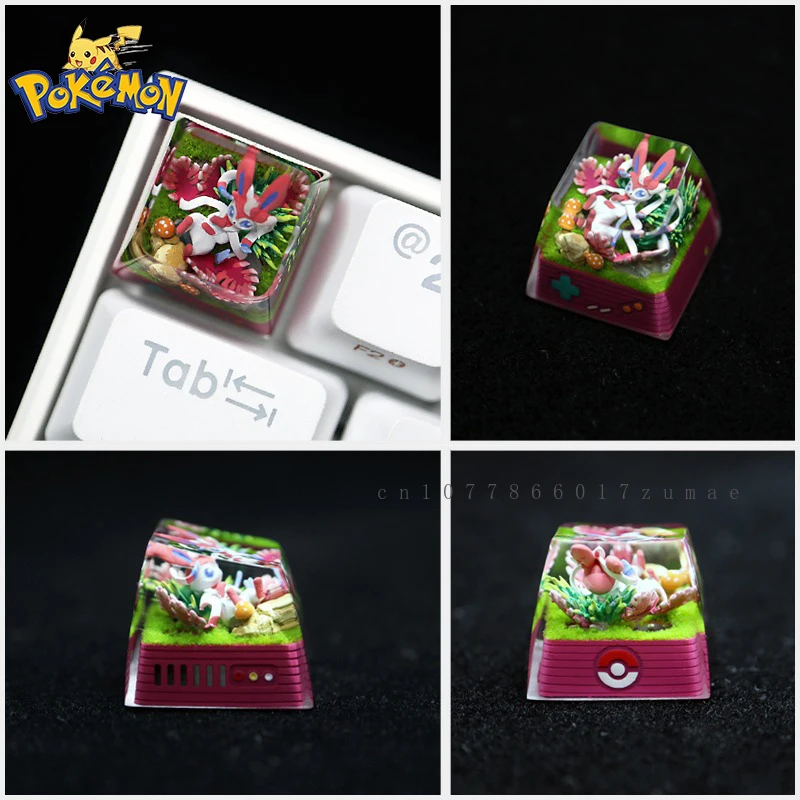 Pokemon Resin Keycaps Eevee Anime Customized Micro Landscape Mechanical Keyboard DIY Keycaps Cute Keyboard Accessories Gifts