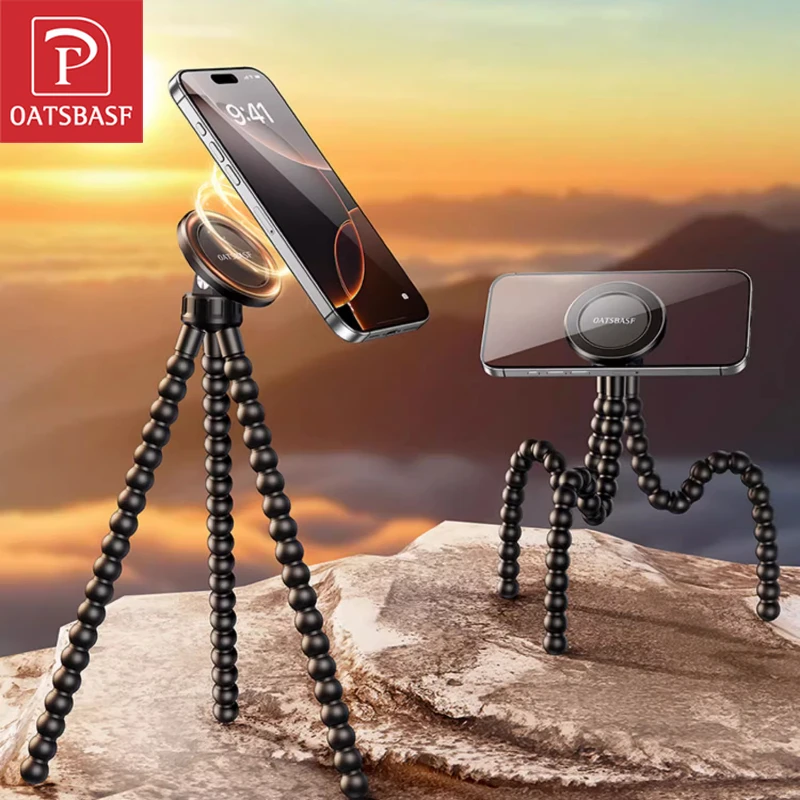 

Oatsbasf Magnetic Octopus Tripod Phone Holder Stand Flexible Universal Mini Tripod for iPhone Samsung for Outdoor Live Streaming