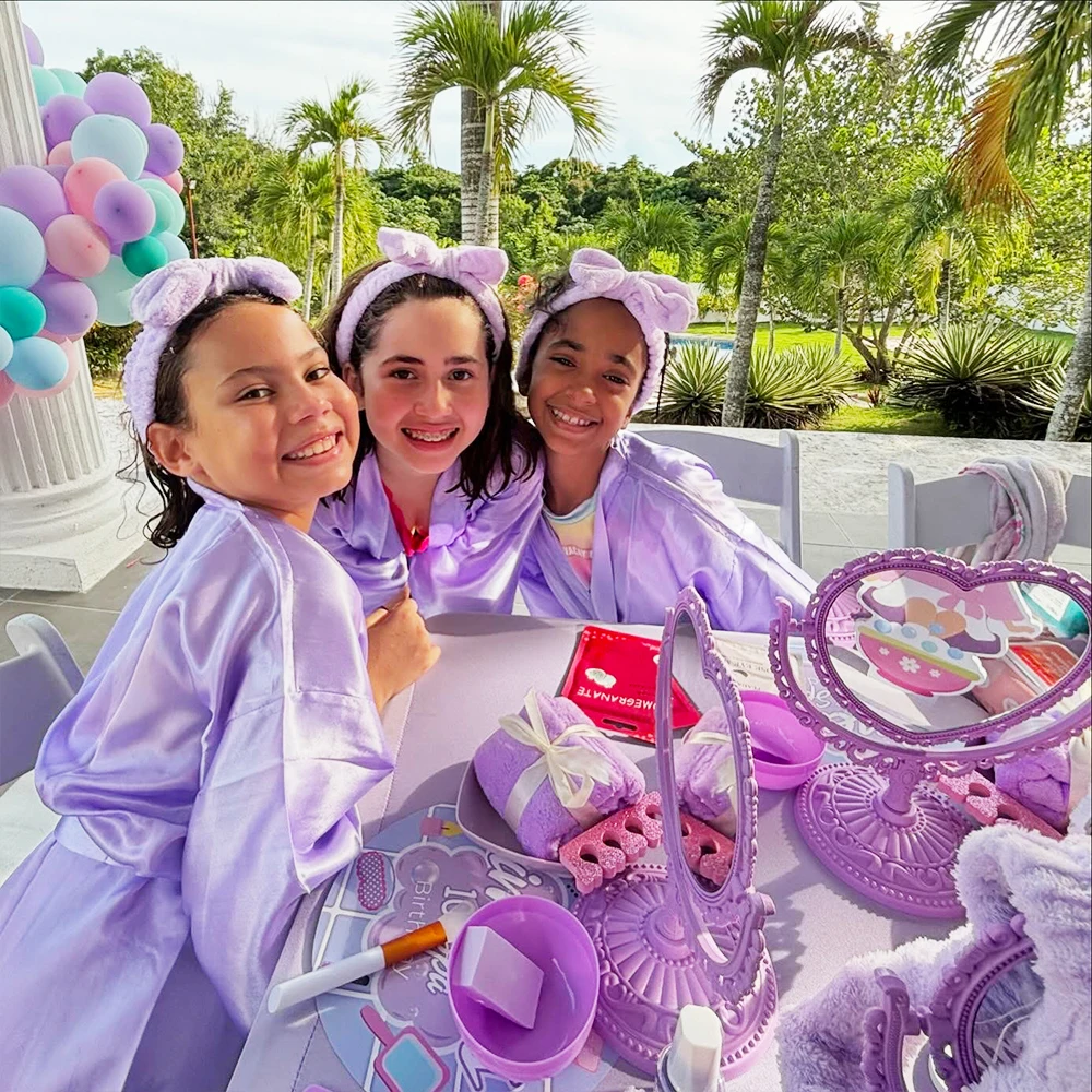 6-15 Set Muti Colors Spa Party for Girls Kimono Kids Birthday Party Supplies Favors Spa Day Robes Gowns Sleepover Pyjama Party